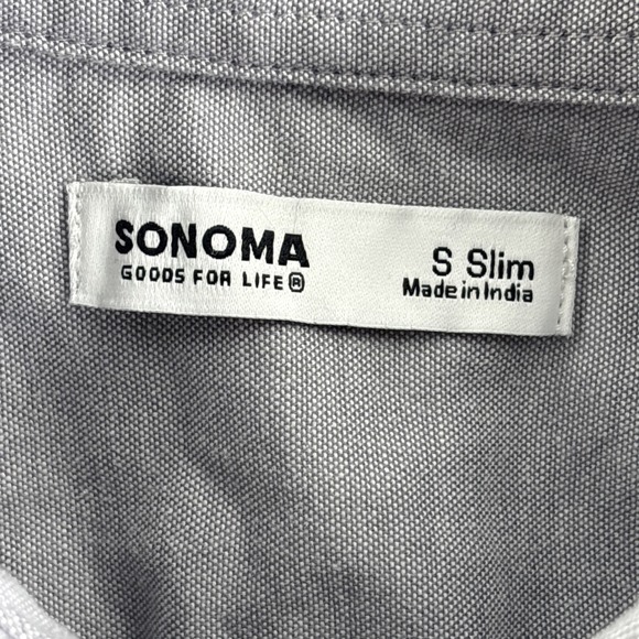 Sonoma Goods For Life Button Shirt Men's Small Grey Slim Long Sleeve - Picture 5 of 6